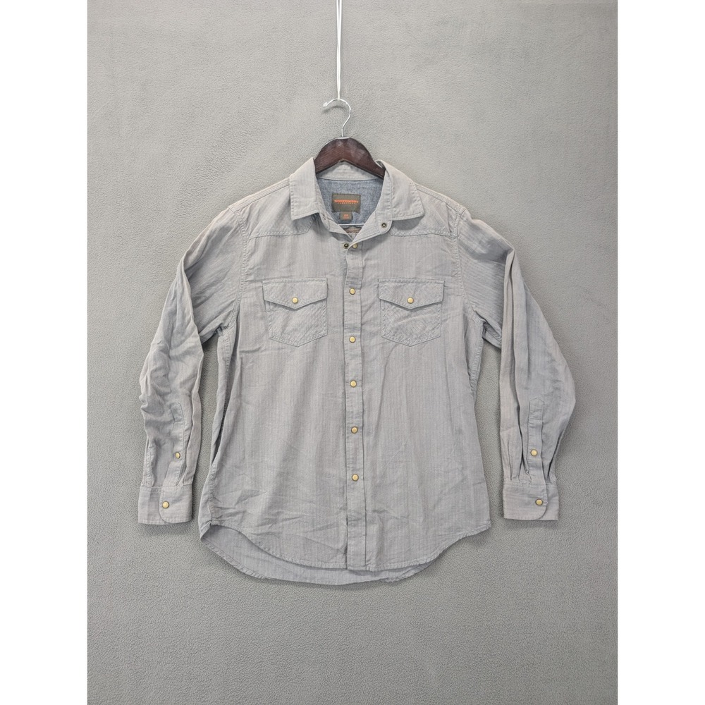 Northwest Territory Mens Medium Gray Herringbone Long Sleeve Button Down Shirt